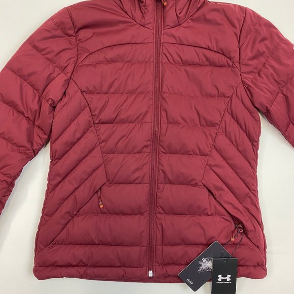 Under Armour Stretch 700 Down Jacket Women's Small 1355833 Burgundy Sample - Picture 3 of 8